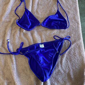 Venus Royal Blue Triangle Bikini Set Size 8 Top / Size 2 Bottom Tie Side Swimwea